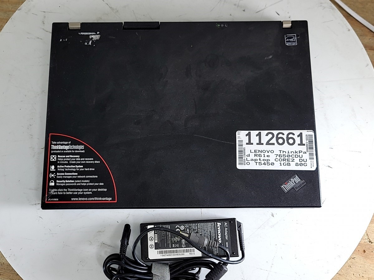 LENOVO ThinkPad R61e 7650CDU Laptop CORE2 DUO T5450 1GB 80GB