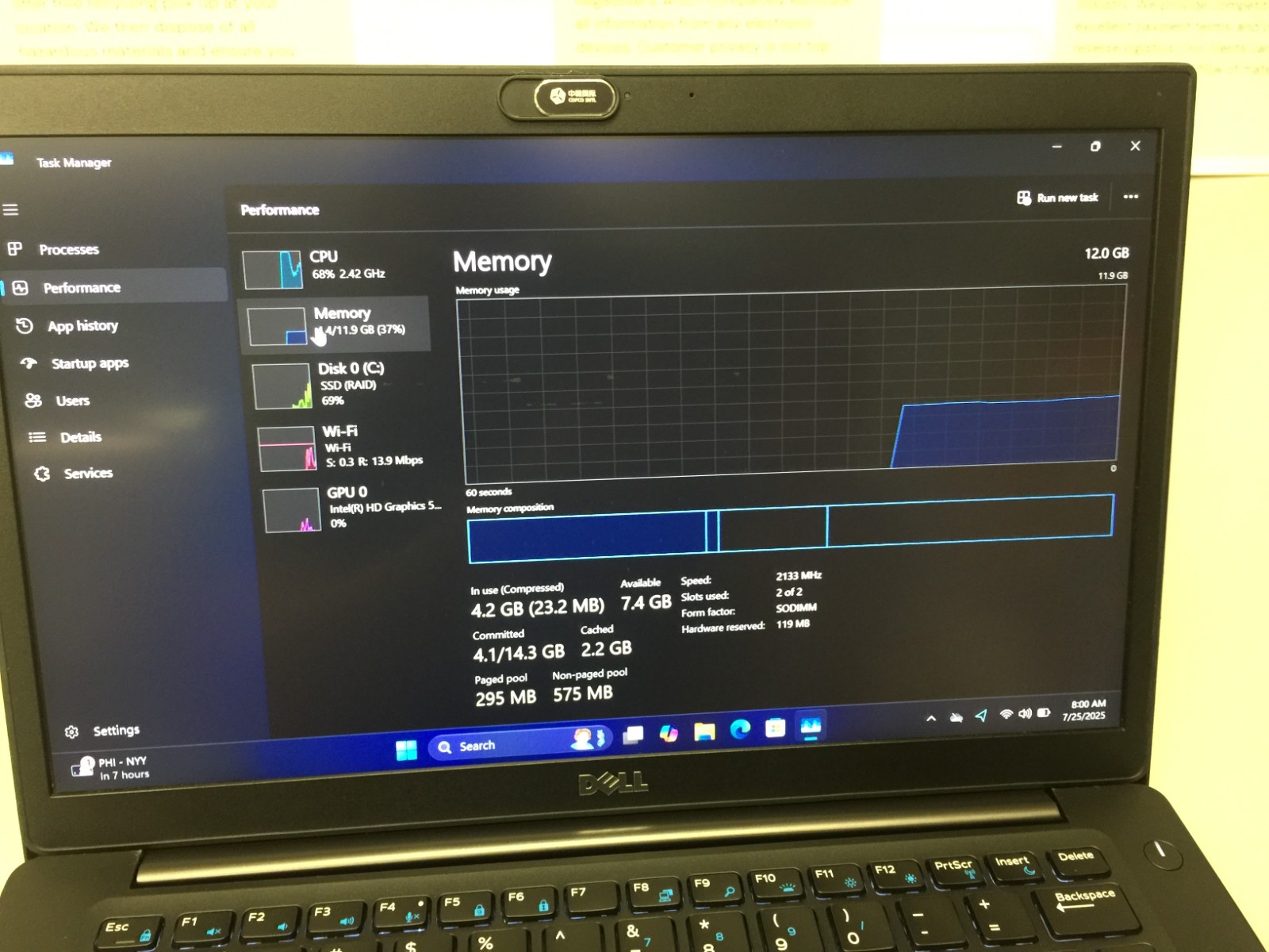 Dell Latitude 7480 14″ 128 GB SSD Core i7 6th Gen 2.60 GHz, 12 GB RAM WIN 11 PRO