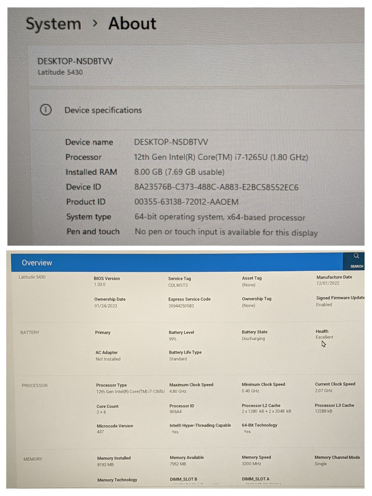 Dell Latitude 5430 14″ FHD i7-1265U 1.8GHz 8GB 512GB SSD Win11Pro +Power Adapter