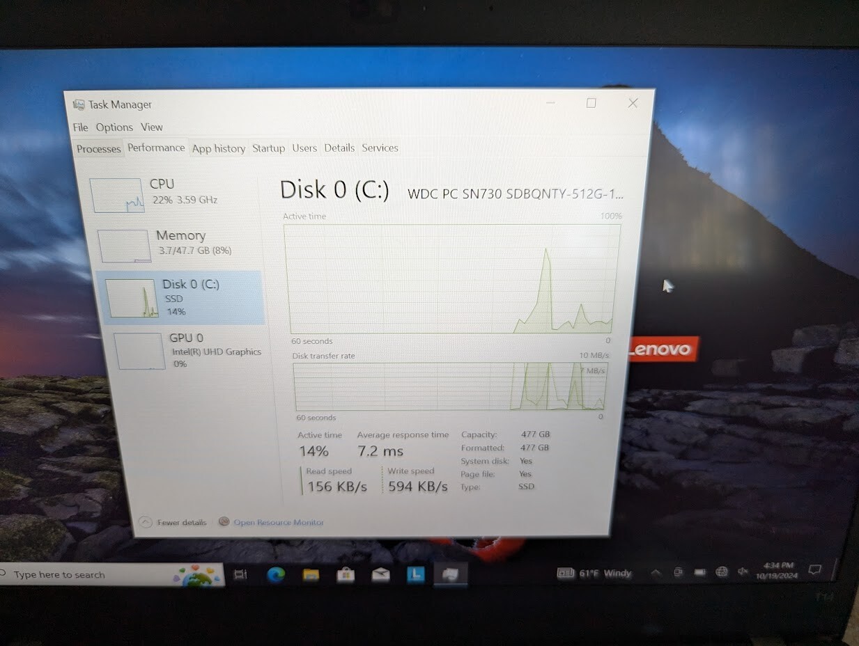 Lenovo T14 G1 i7-10610U 48GB RAM/500 GB SSD – Win 10 Pro TOUCHSCREEN