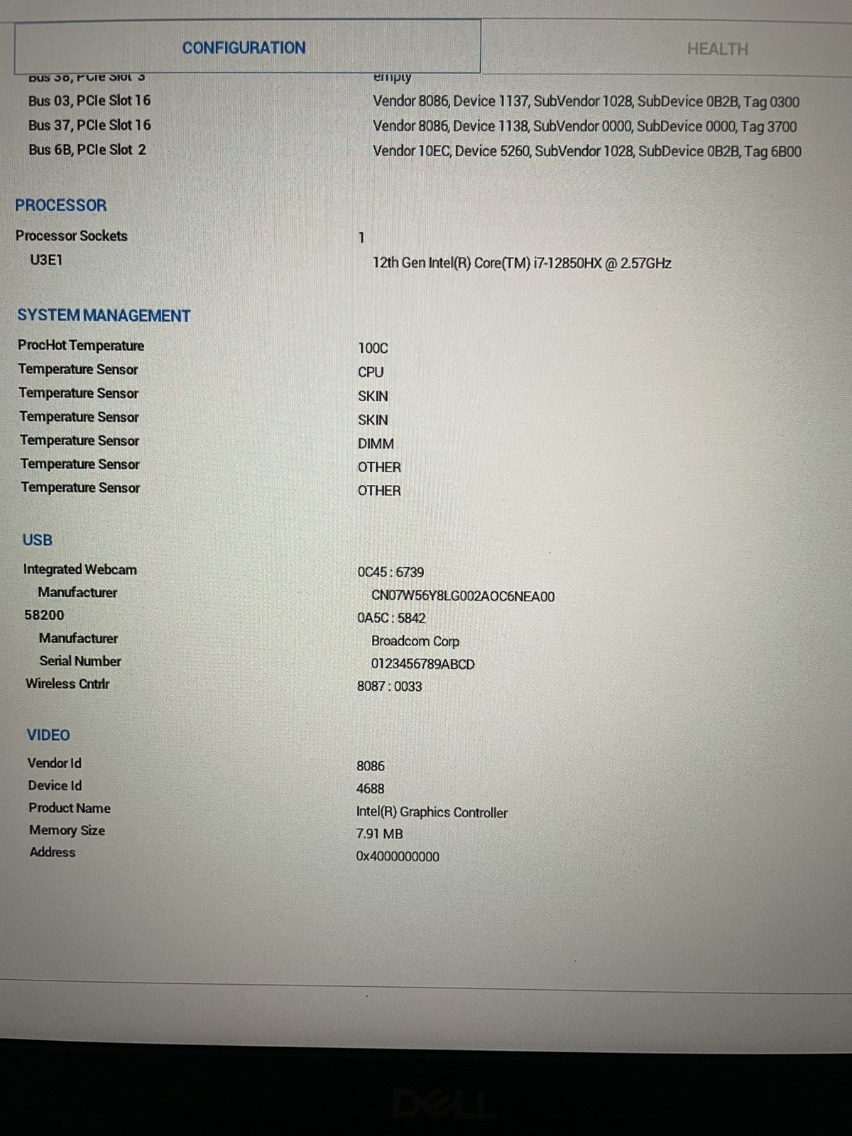 Dell Precision 7770 Core i7-12850HX 4.8GHz DDR5 32GB 4800MHz ***NO HDD/SSD***