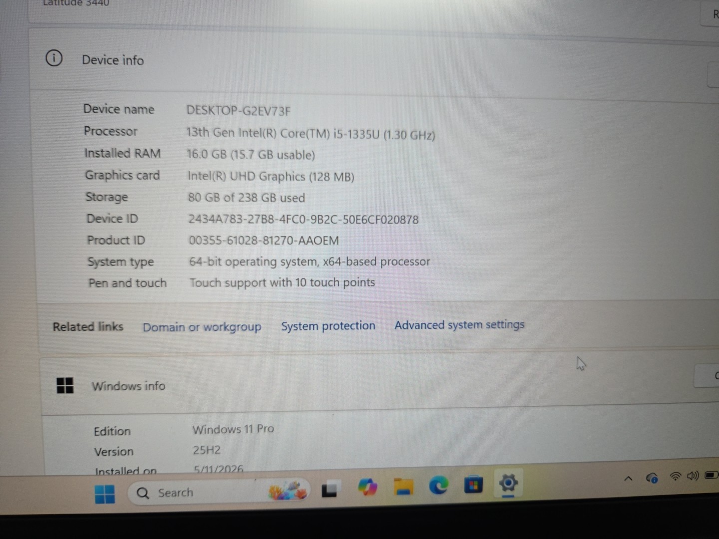 Dell Latitude 3440 Laptop i5-1335U 256GB SSD 16GB RAM – Win 11 Pro