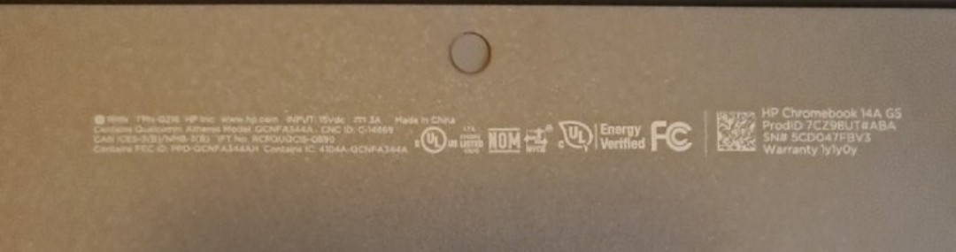 HP 14A G5 Chromebook Laptop Computer W/Charger.