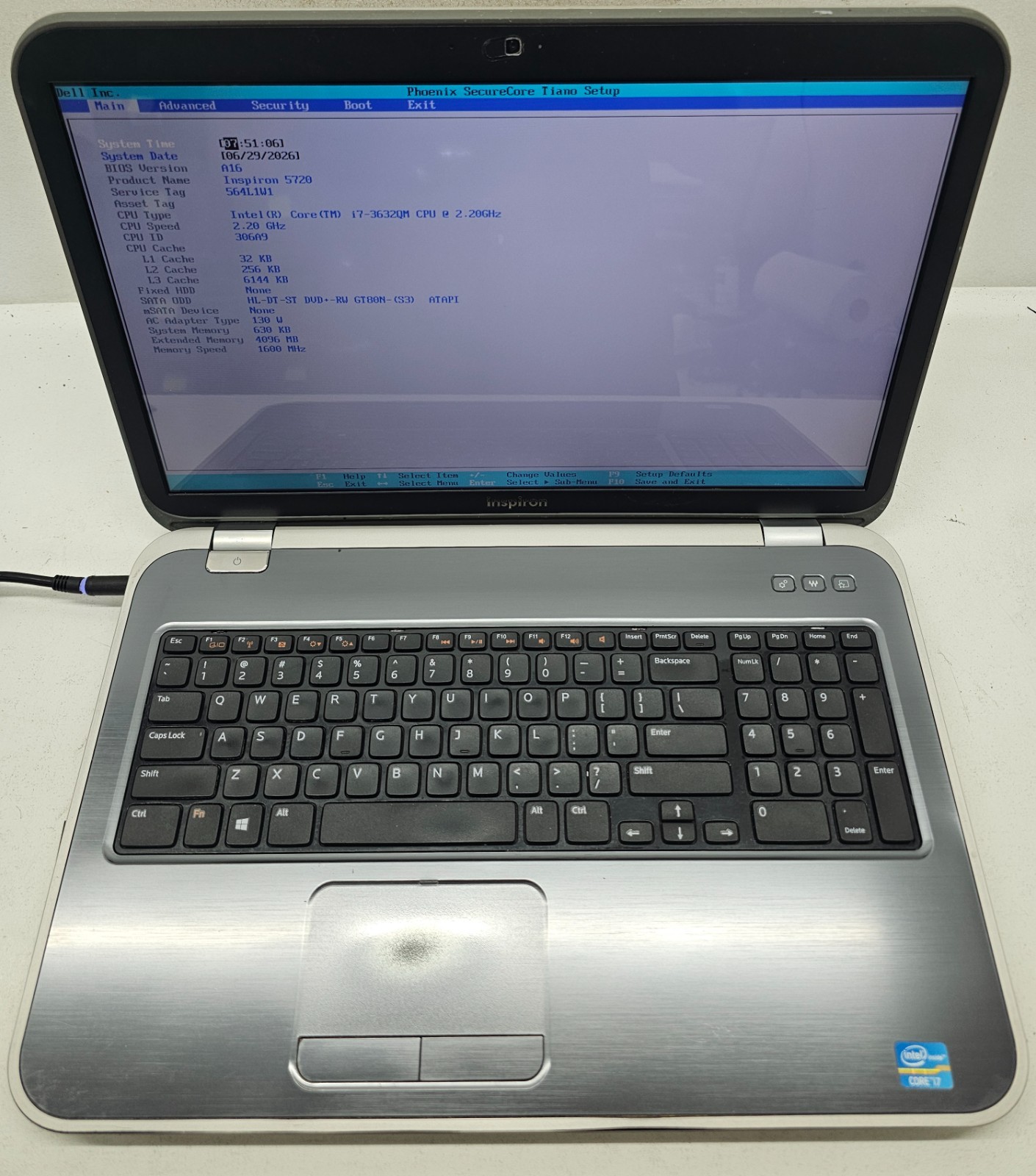 Dell Inspiron 5720 17.3″ Laptop Intel Core i7-3632QM 4GB Ram NO HD/OS/BATT (FL)