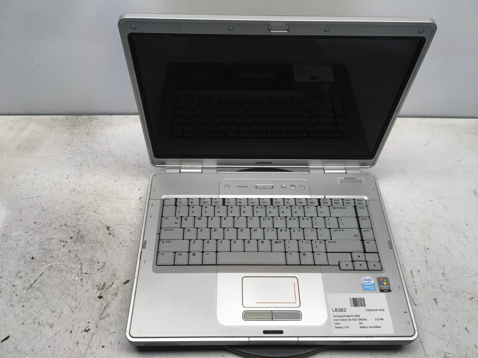 Compaq Presario C500 Intel Celeron M 440 1.86GHz 512 MB NO HDD