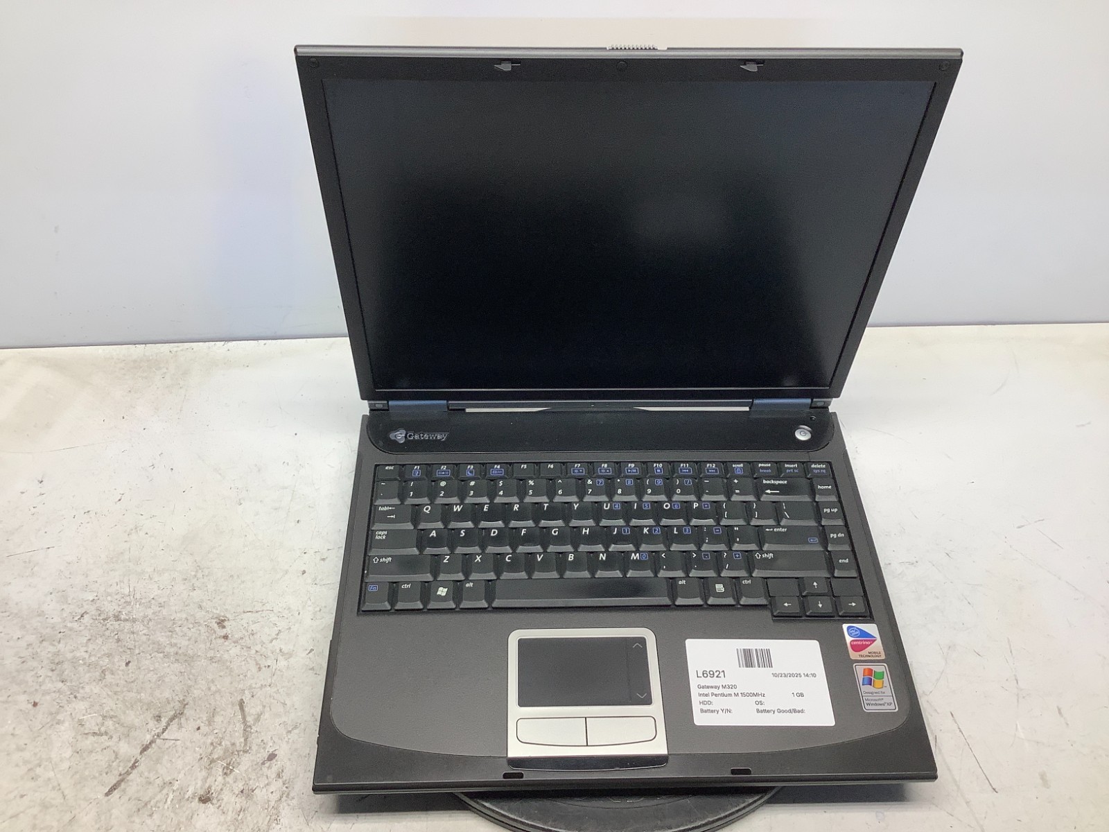 Gateway M320 Intel Pentium M 1500MHz 1 GB NO HDD/Battery