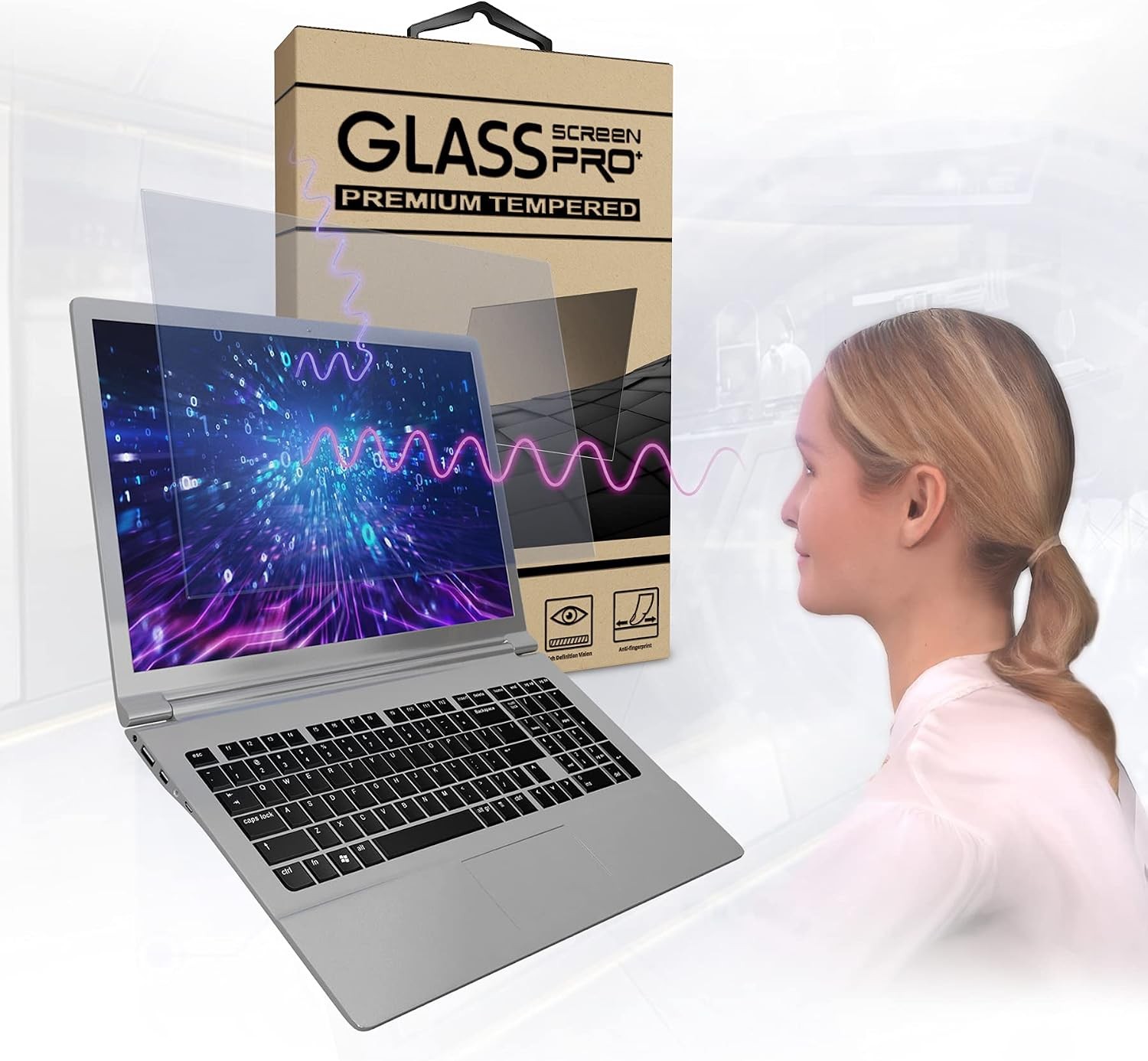 Blue Light Tempered Glass Screen Protector for 13.3 Inches Laptop, 9H Hardness