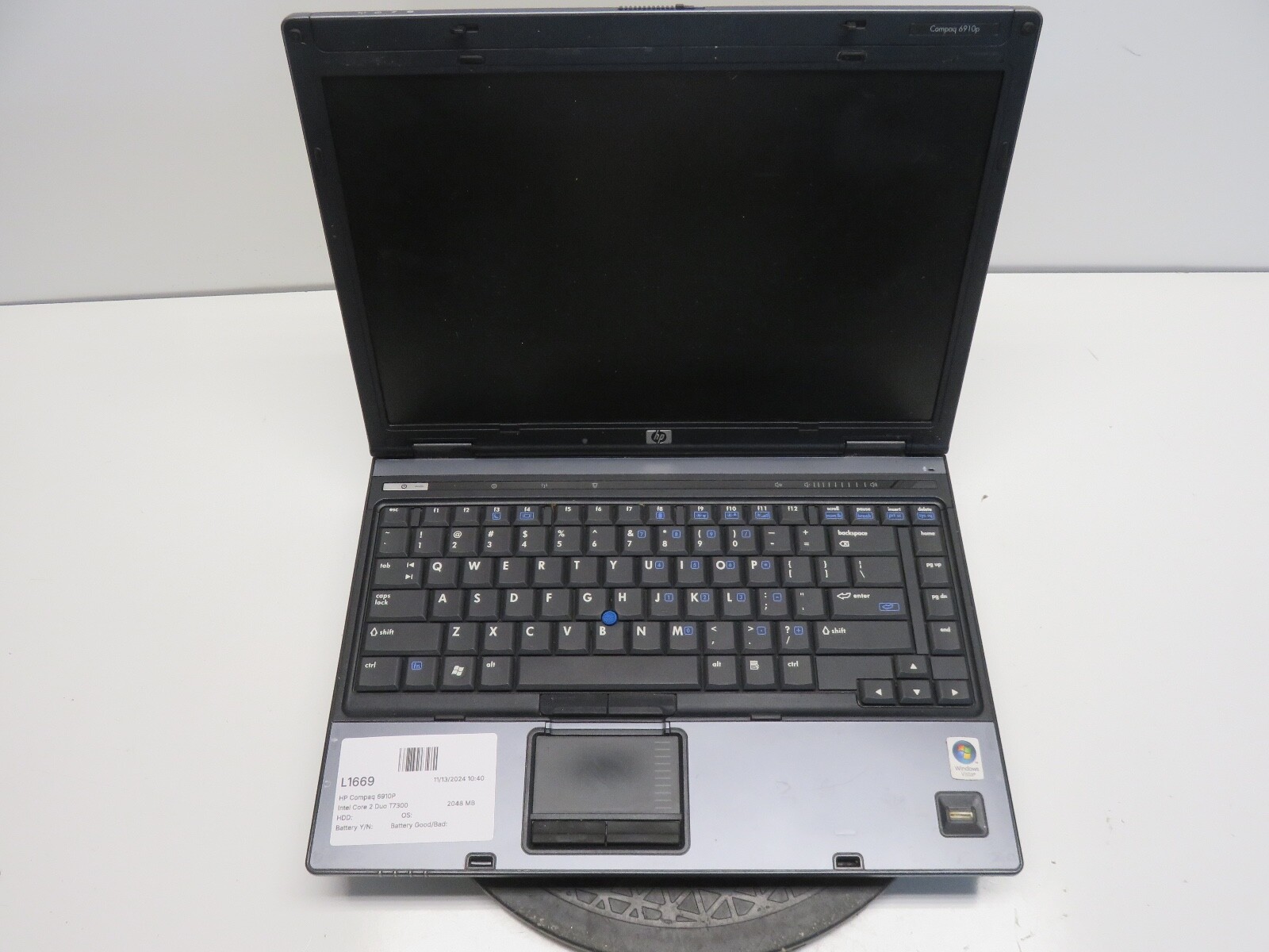 HP Compaq 6910P Intel Core 2 Duo T7300 2000MHz 2048 MB NO HDD No Batt