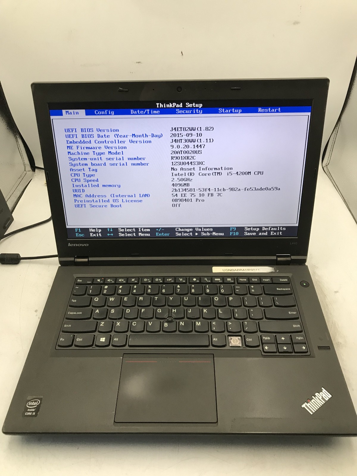 LENOVO THINKPAD L440 – BOOTS TO BIOS – INTEL I5 4200M – NO RAM – READ DESC – BB!