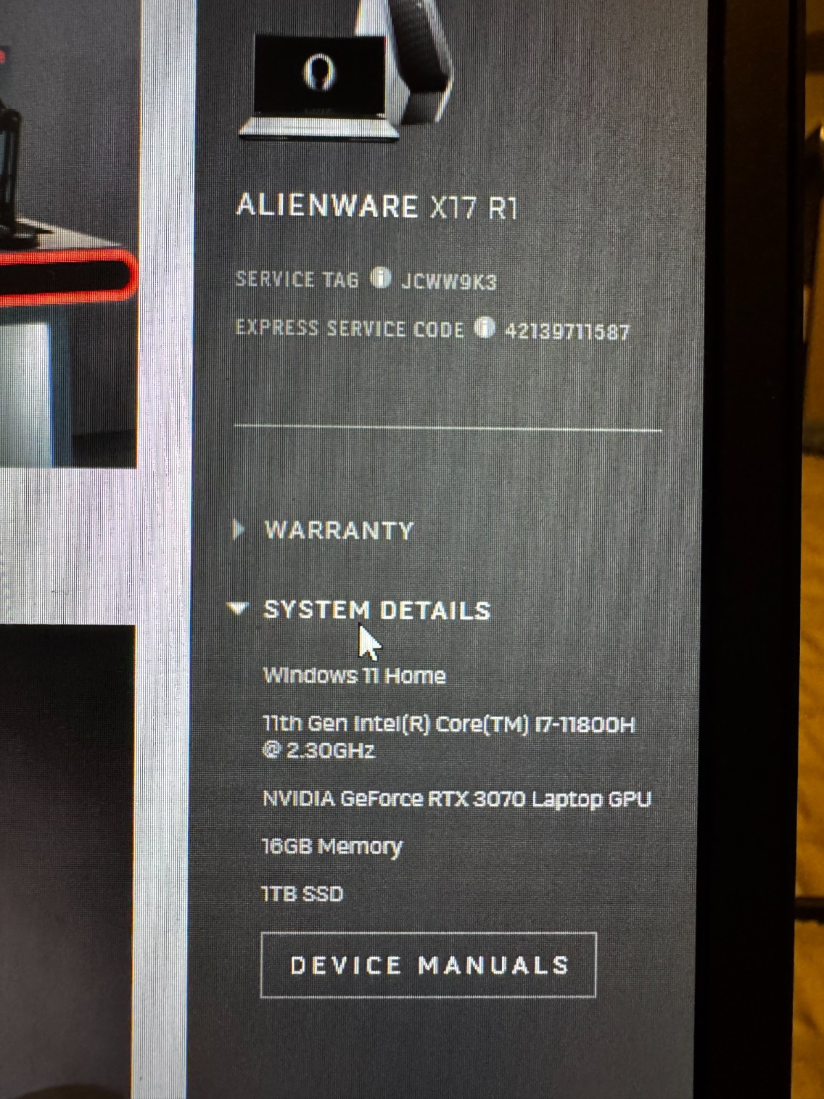 Alienware x17 R1 17.3″ (1TB SSD, Intel Core i7 11th Gen., 2.30 GHz, 16 GB)…