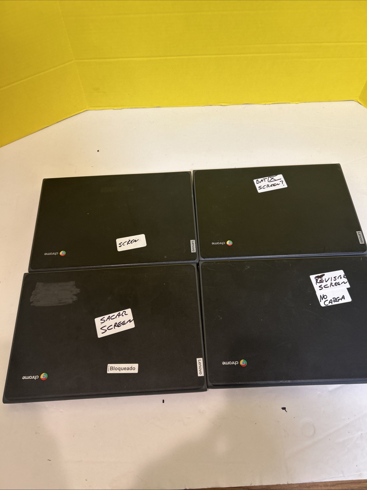 Lot of 4 Lenovo 100e Chromebook 2nd Gen MTK 4GB 32GB For Parts Repair rear