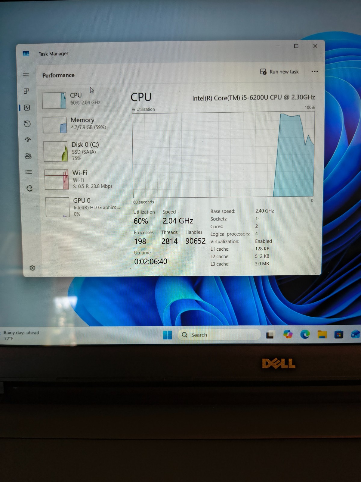 Dell Inspiron 15-5559 6th Gen i5@2.3Ghz 8GB 256Gb SSD Wn11Hm Touch/BkLt KB