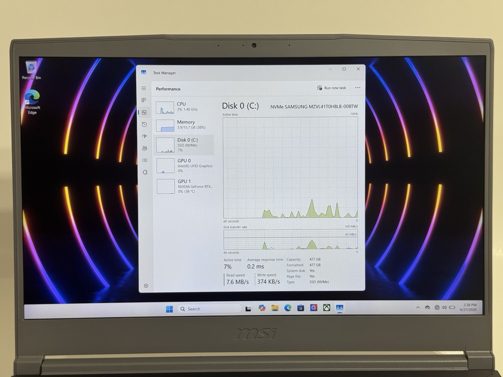 MSI Thin 15 B13UC 15.6″ 144Hz i5-13420H 16GB RAM 512GB SSD GeForce RTX 3050