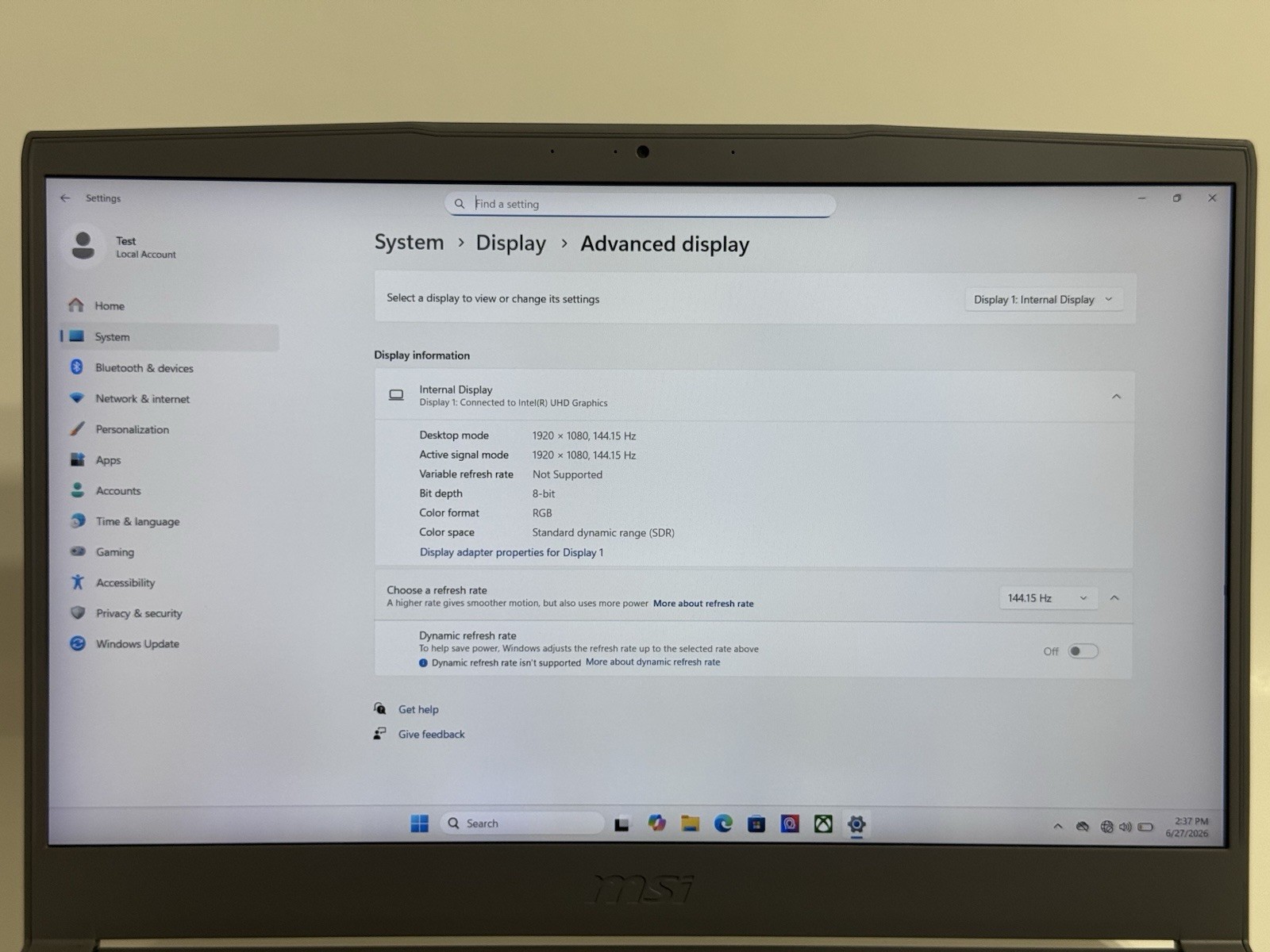 MSI Thin 15 B13UC 15.6″ 144Hz i5-13420H 16GB RAM 512GB SSD GeForce RTX 3050