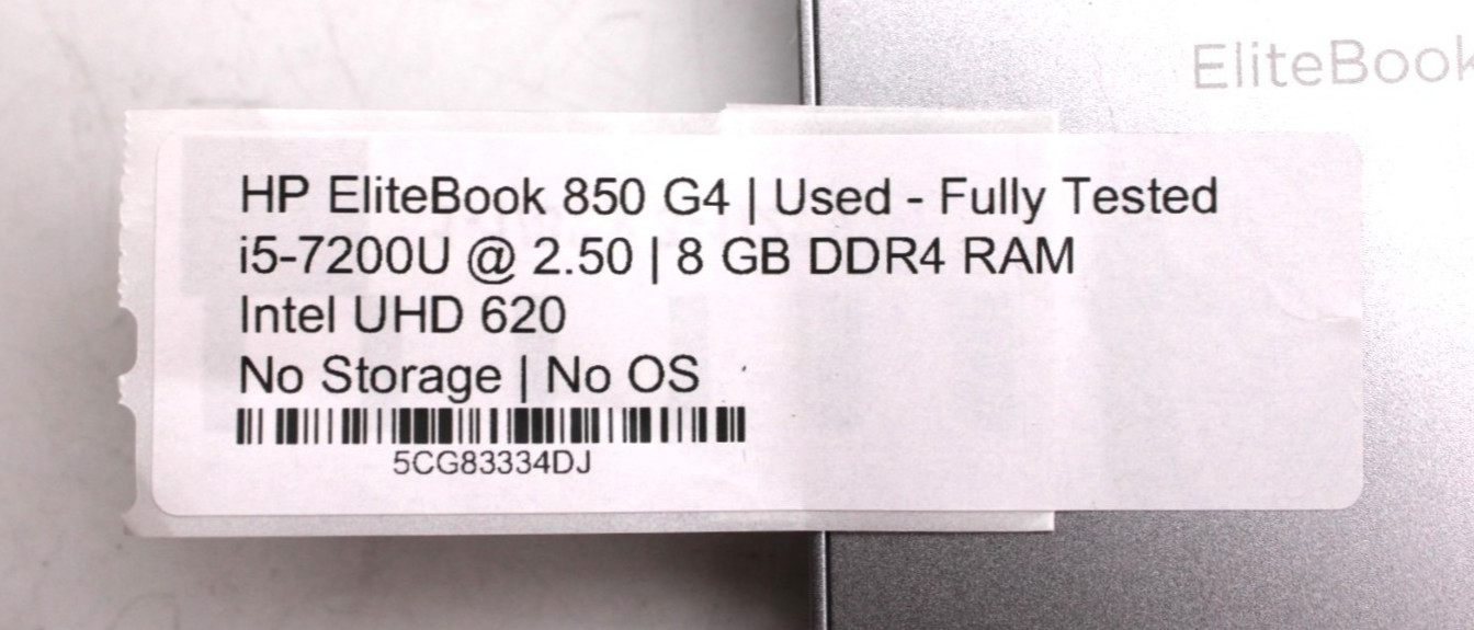HP EliteBook 850 G4-i5-7200U@2.5GHz-8GB DDR4-NO STORAGE OR OS*USED/TESTED*