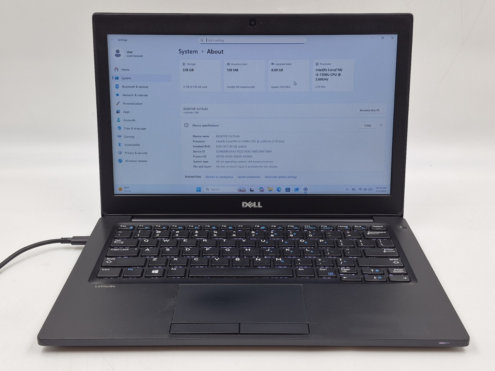 Dell Latitude 7280 Laptop i5-7300U 2.60GHz 8GB RAM 256GB NVMe Win 11 Pro
