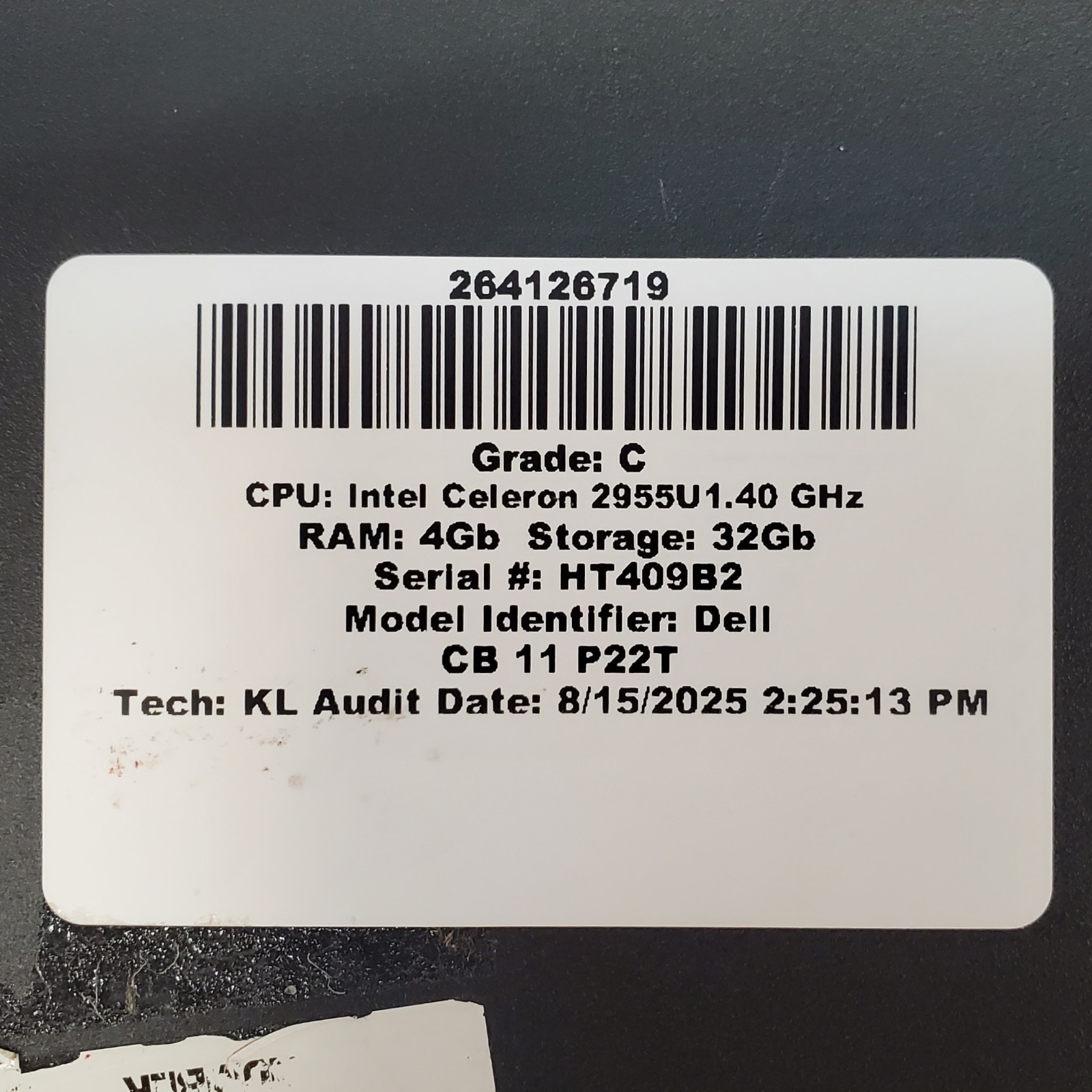 Dell Chromebook 11 2955U-Intel Celeron@1.4 GHz-4GB-32GB SSD-WebCam.