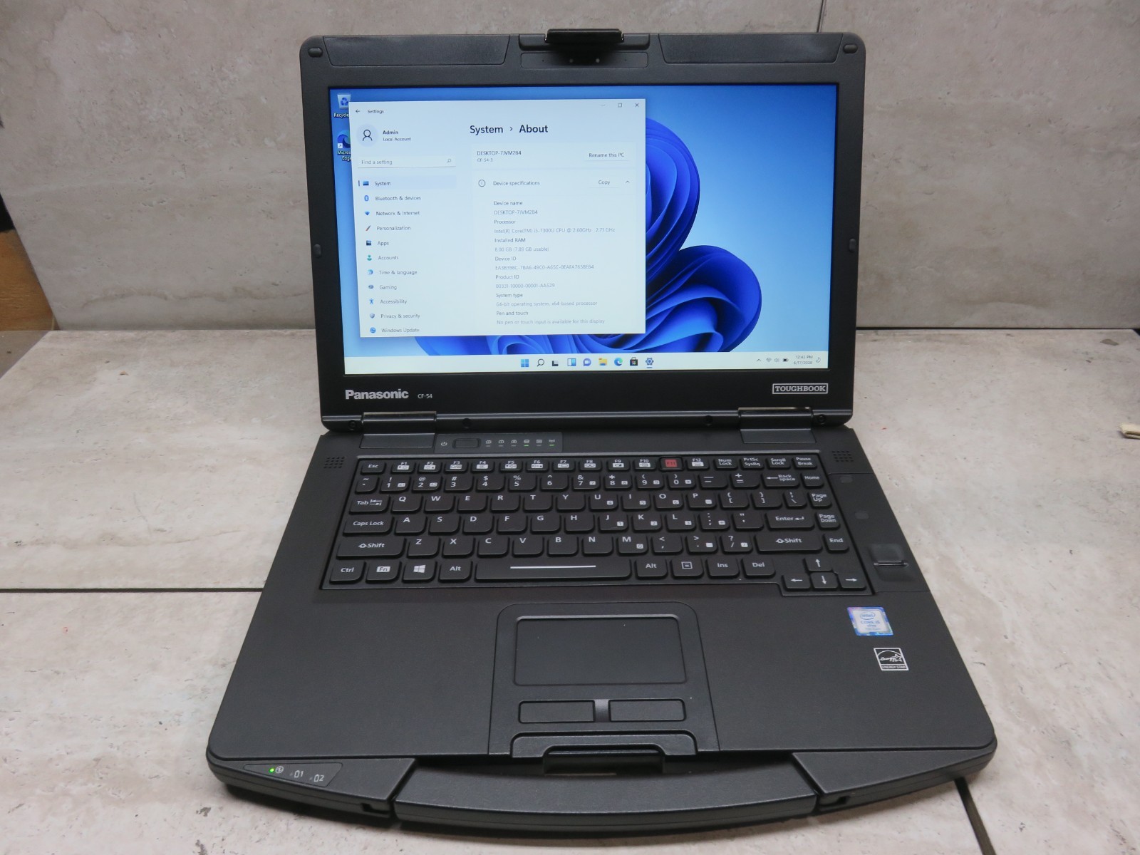 Panasonic ToughBook CF-54 i5-7300U CPU 8GB 256GB SSD WIN 11 PRO 3340 Hours