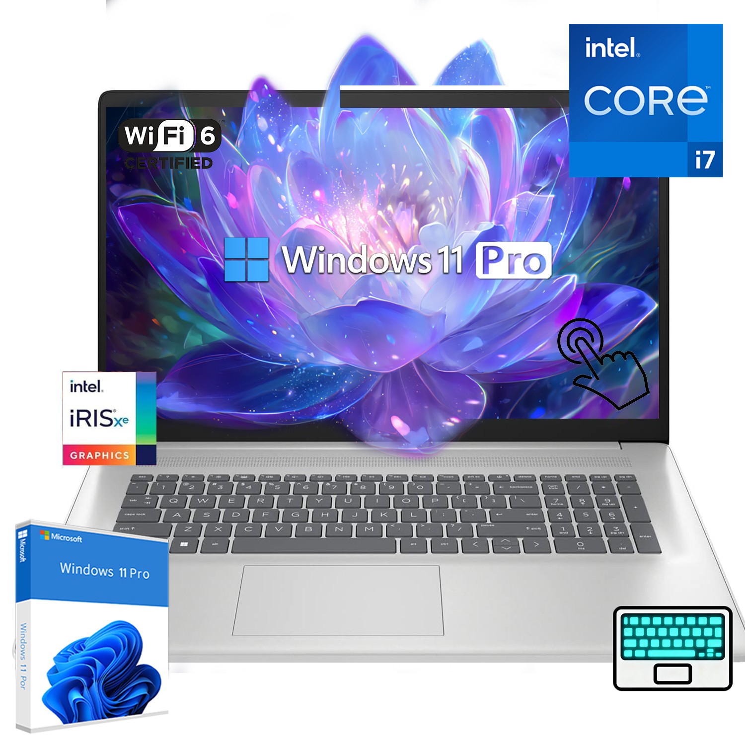 HP Laptop 17.3″ HD – Intel Core i7, UpTo 64GB 4TB SSD Win11Pro, Touch Backlit KB