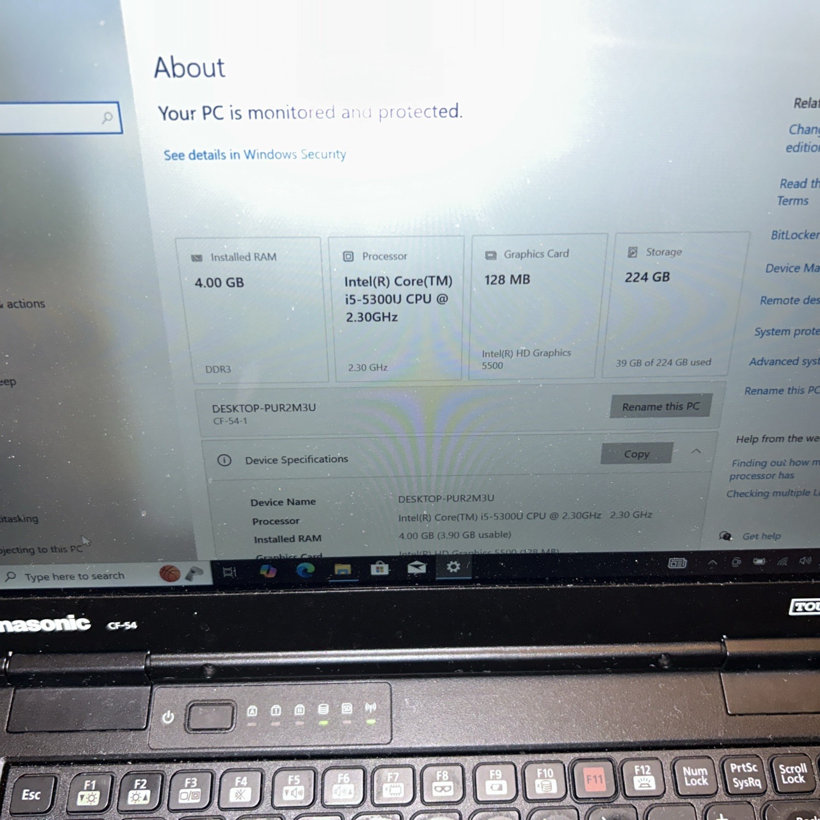 Panasonic Toughbook CF-54 MK1 Intel i5-5300U 4 GB Ram 240GB SSD Win10 Pro