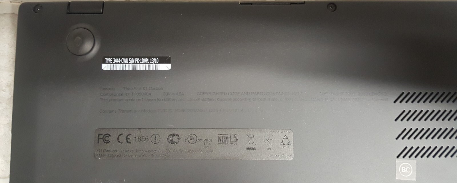 LENOVO THINKPAD X1 CARBON Intel Core i5 1.80 GHZ 4 GB RAM No SSD/OS/PWR ADAPTER