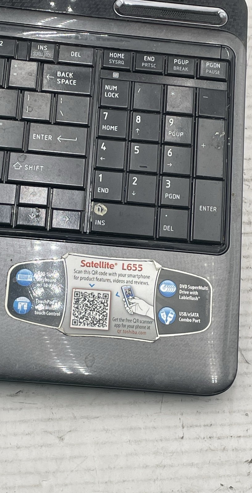 Toshiba Satellite L655-S5101 15.6″ Laptop Intel Pentium PSK2CU-01Y01U For Parts
