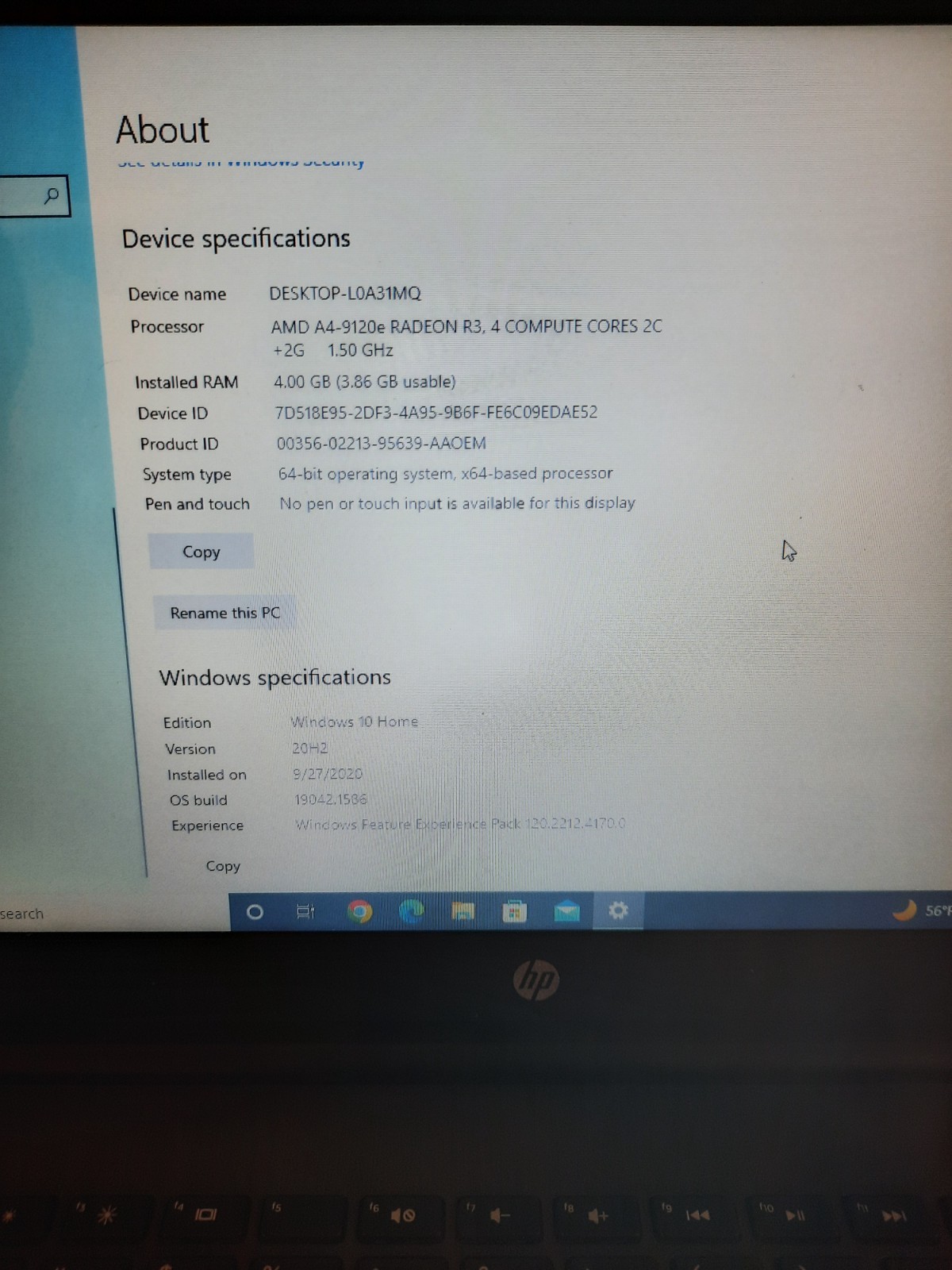 HP Stream 14 Laptop 14-DS0035NR AMD-A4-9120e 4GB 32GB Storage NO OS