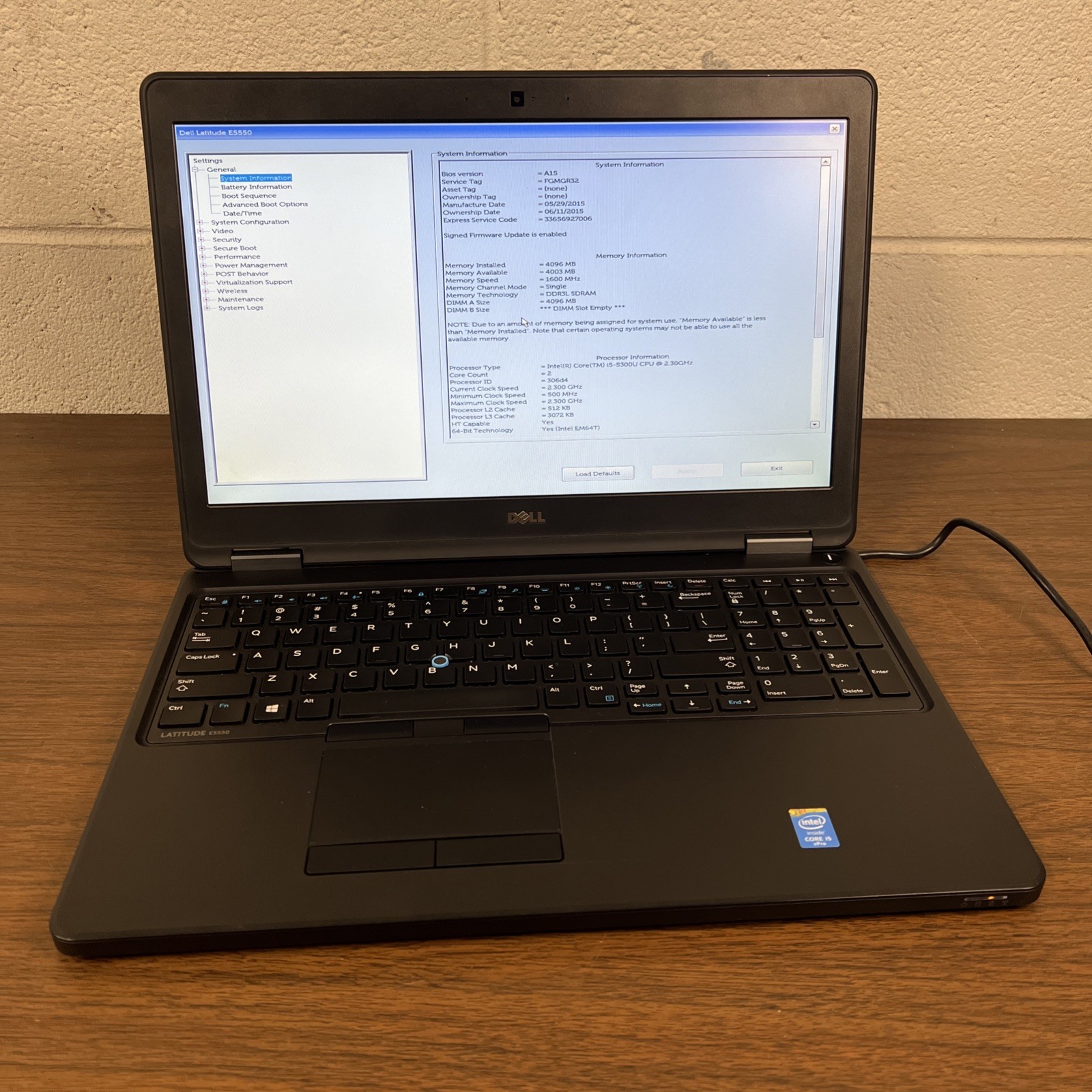 Dell Latitude E5550 i5-5300U 2.3GHZ 4GB RAM – NO HDD, NO OS, NO BATTERY