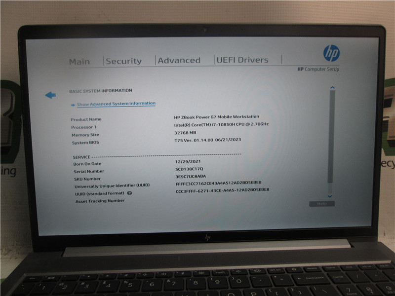 HP ZBook G7 Laptop i7-10850H 2.7GHz 32GB RAM 512GB SSD Windows 11 Pro
