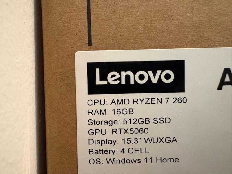 Lenovo Legion 5 15ahp10 Ryzen 7 260 16GB RAM 512GB SSD RTX5060