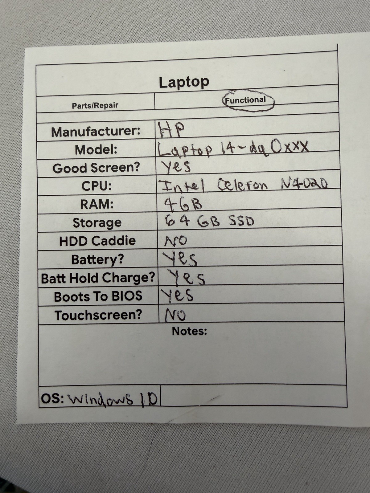 HP 14-dq0001dx Laptop – Good Screen – Intel Celeron N4020 – Read Des