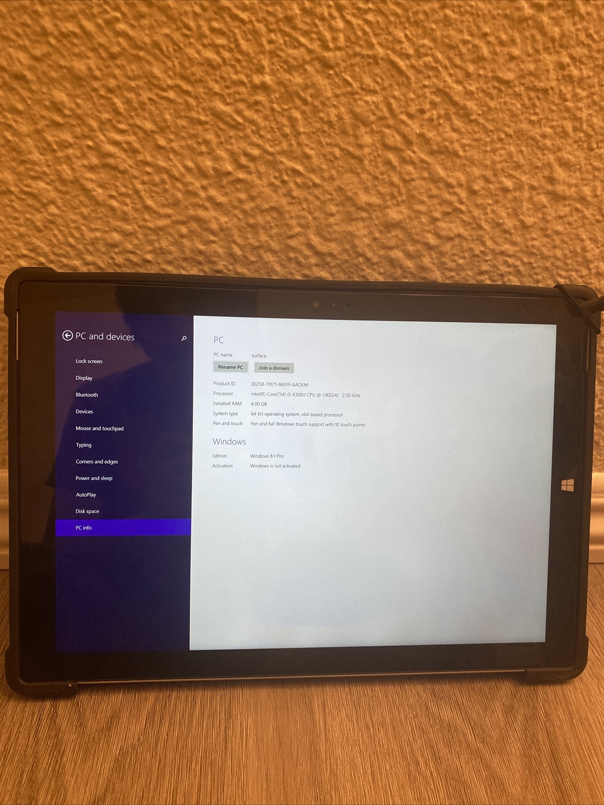 surface window 8.1 i5 1.90GHz 2.50GHz 128GB