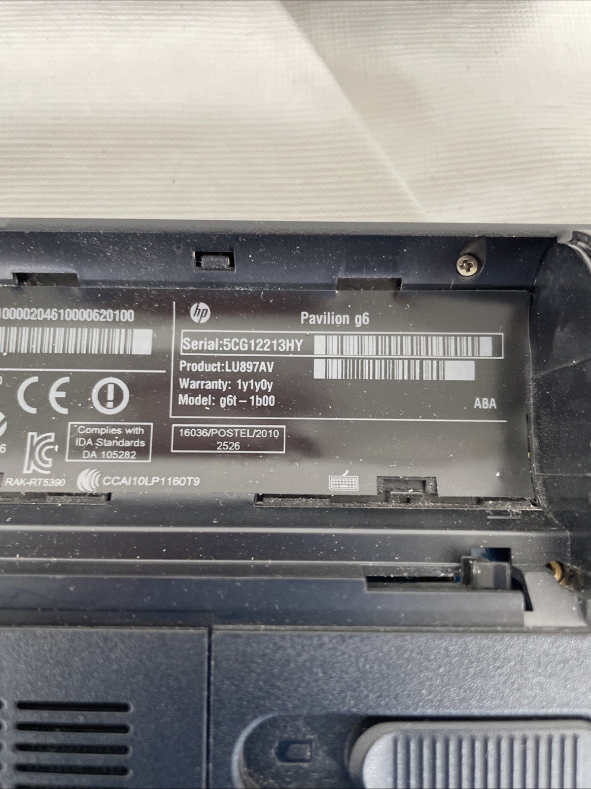 HP Pavilion g6 Notebook | i3 M370 2.40GHz | 8GB RAM | NO HDD | Bad Battery