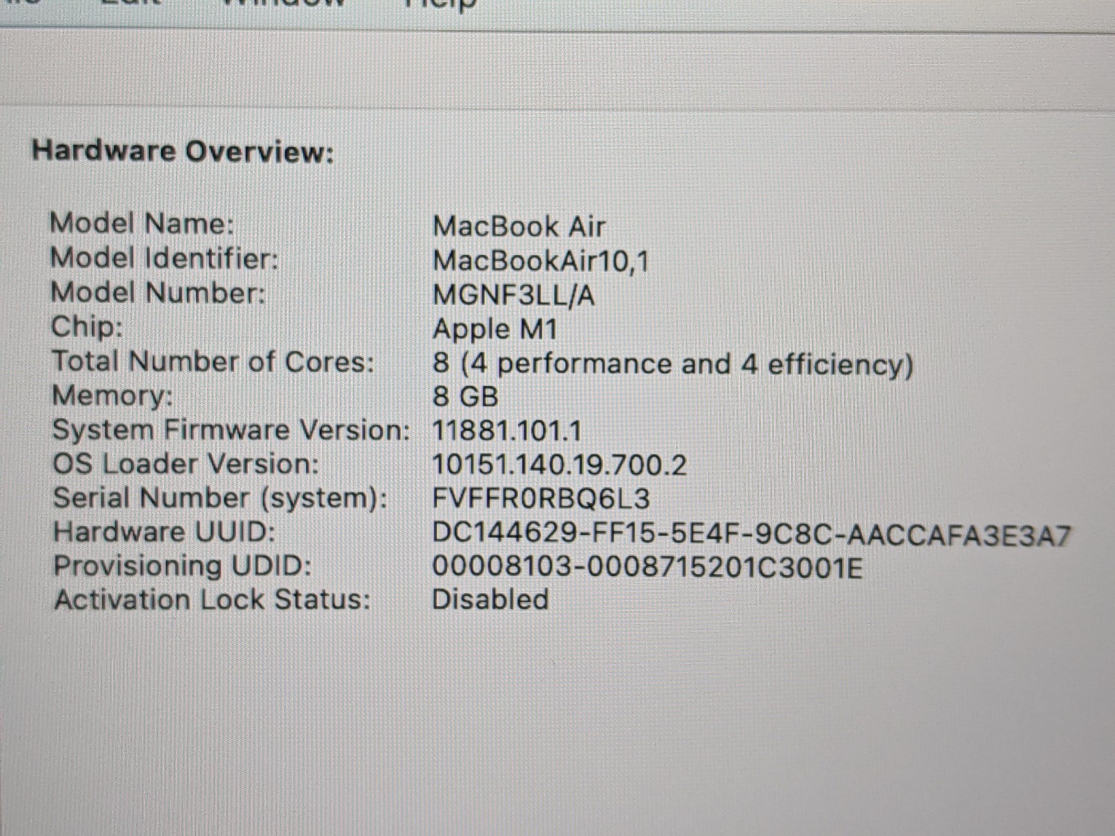 Apple MacBook Air A2337 (2020) M1 8CPU/7GPU 8GB 128GB 13.3″ OS Sonoma MGN63LL/A