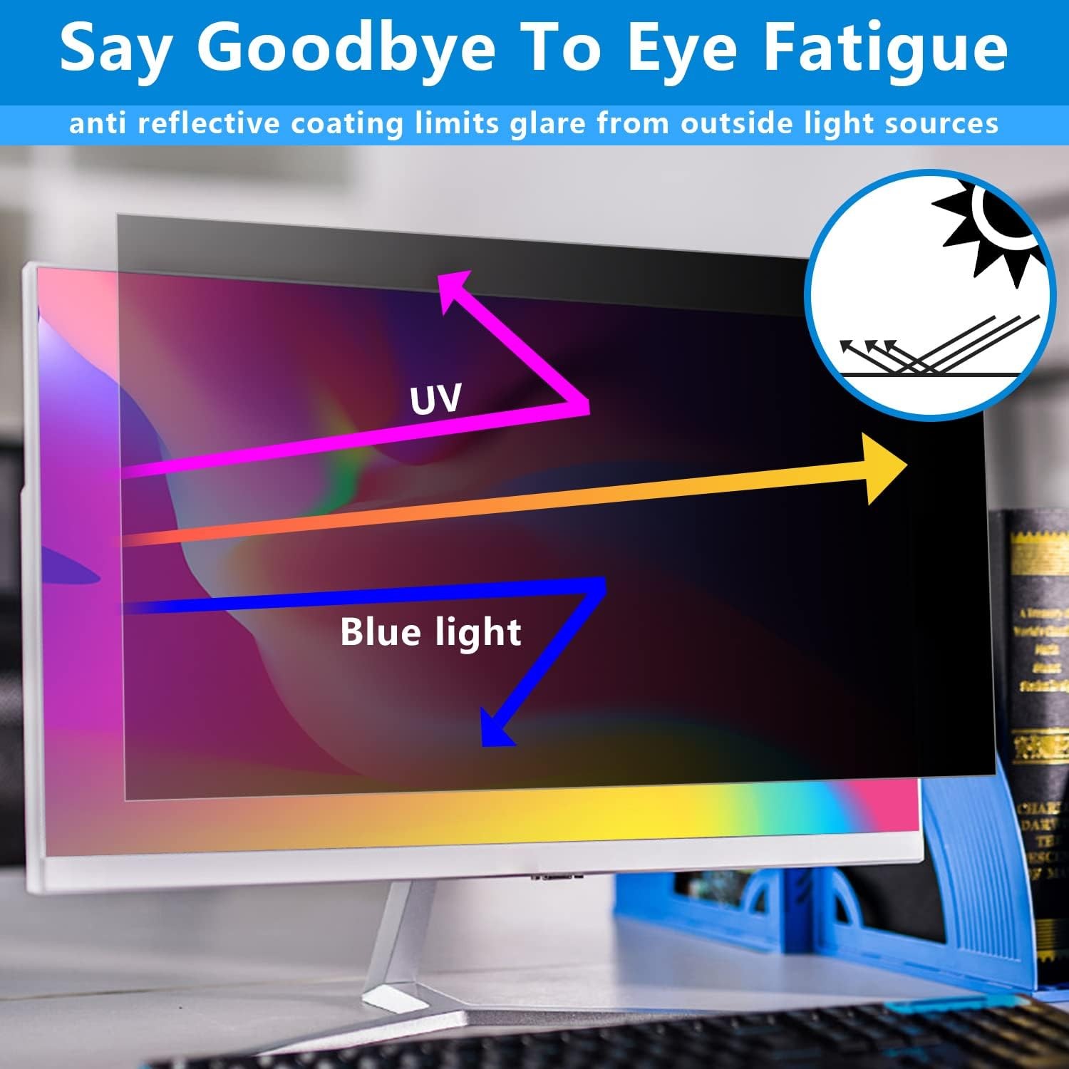 22 Inch Computer Privacy Screen, Removable Anti Glare Filter for Laptop Monitor