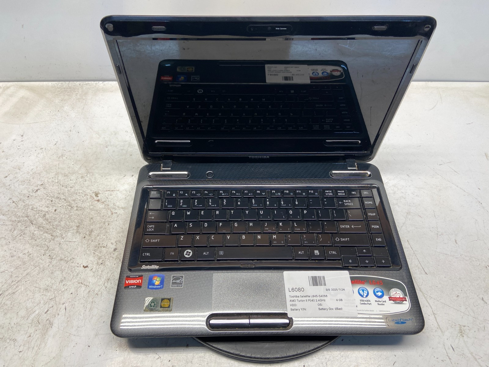 Toshiba Satellite L645-S4056 AMD Turion II P540 2.4GHz 4 GB NO HDD