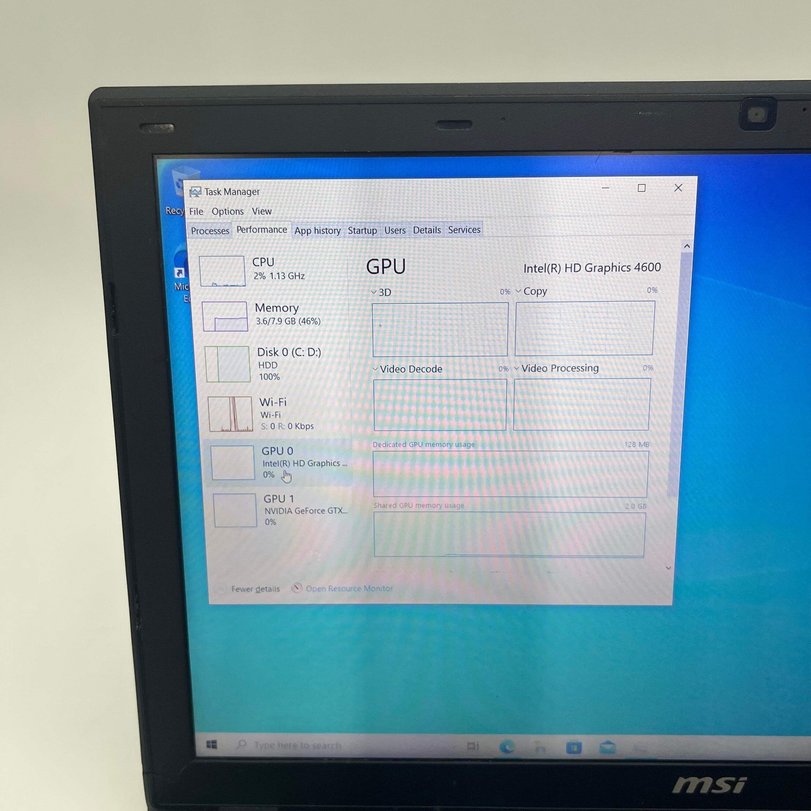 MSI MS-16GH 15″ Core i7 2.6GHz 8GB 1TB GTX 950M Laptop Used B