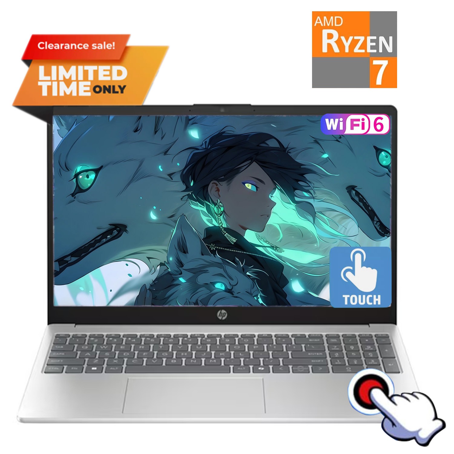 2025 HP 15 15.6″ Touch Laptop，AMD Ryzen 7 7730U 64GB RAM 1TB SSD