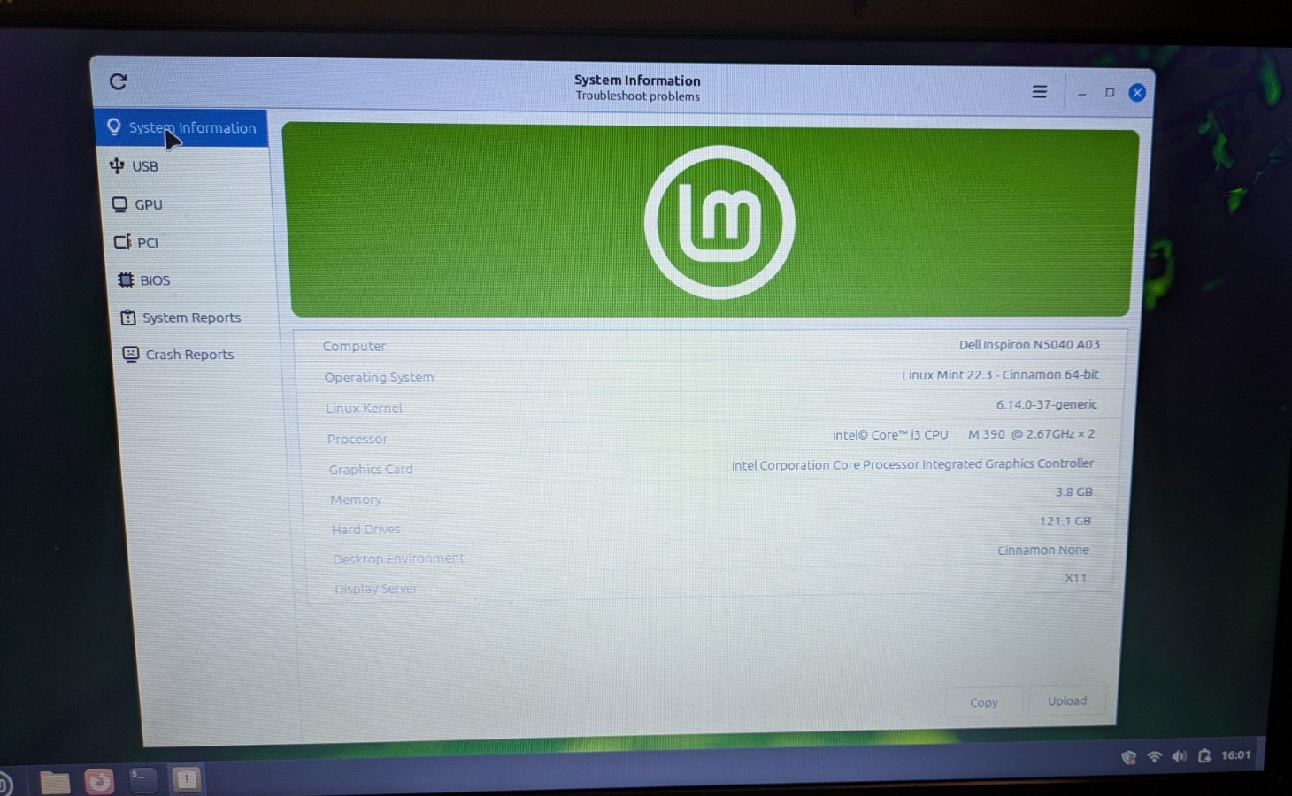 DELL Inspiron N5040 i3 2.53GHz 4GB RAM 120GB SSD Linux Mint Cinnamon OS