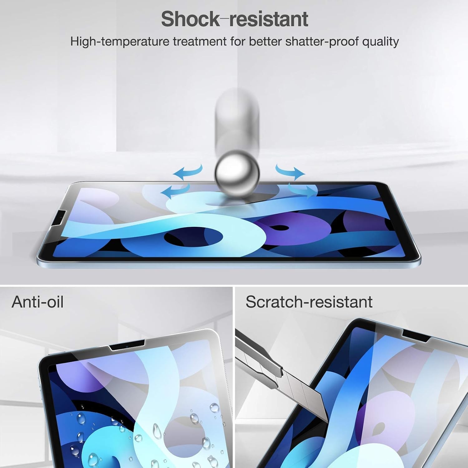 2 Pack Tempered Glass Screen Protector for iPad Air 4th Generation and Webcam Co