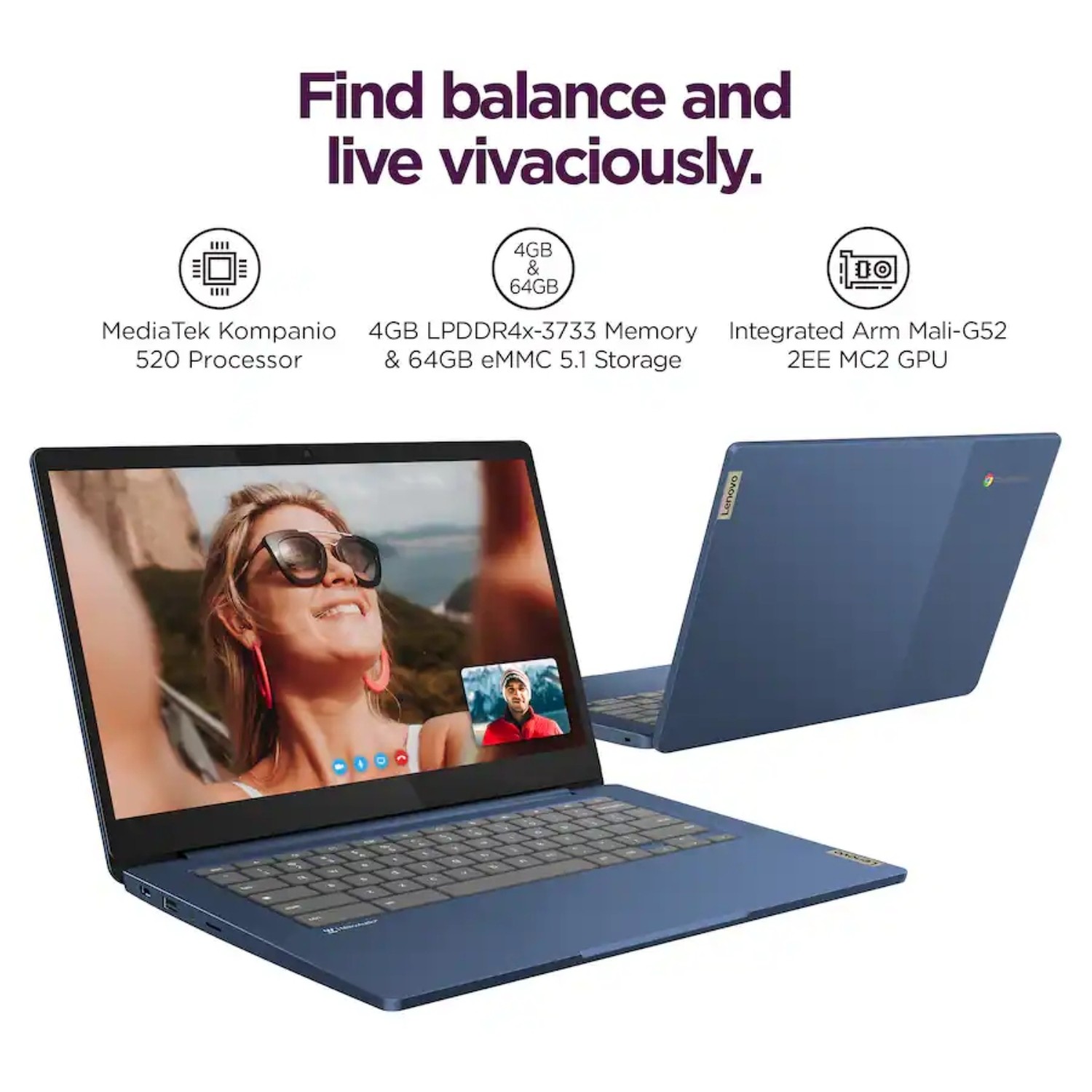 Lenovo Slim 3 Business Laptop 14 in Touch screen Chromebook 4GB RAM 64eMMC