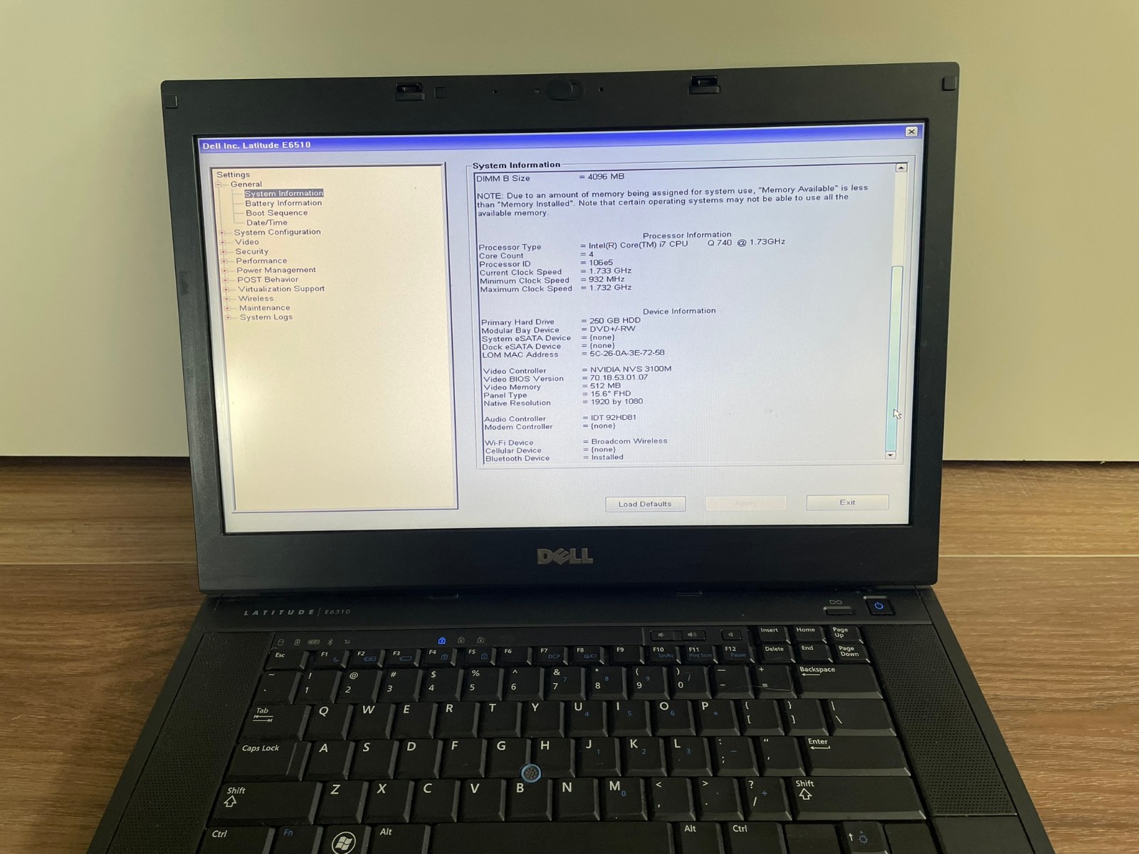 Dell Latitude E6510 15.6” i7 8GB SDRAM 250GB SSD Nvidia, WiFi, Charger, Camera