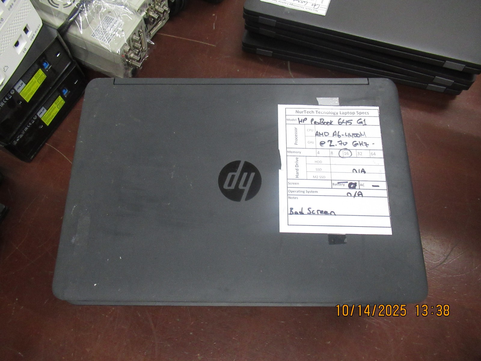 Lot of 5 HP PROBOOK 645 G1 AMD A6-4400M 2.70Ghz 16GB Laptop[NO HDD/BATTERY/AC/OS