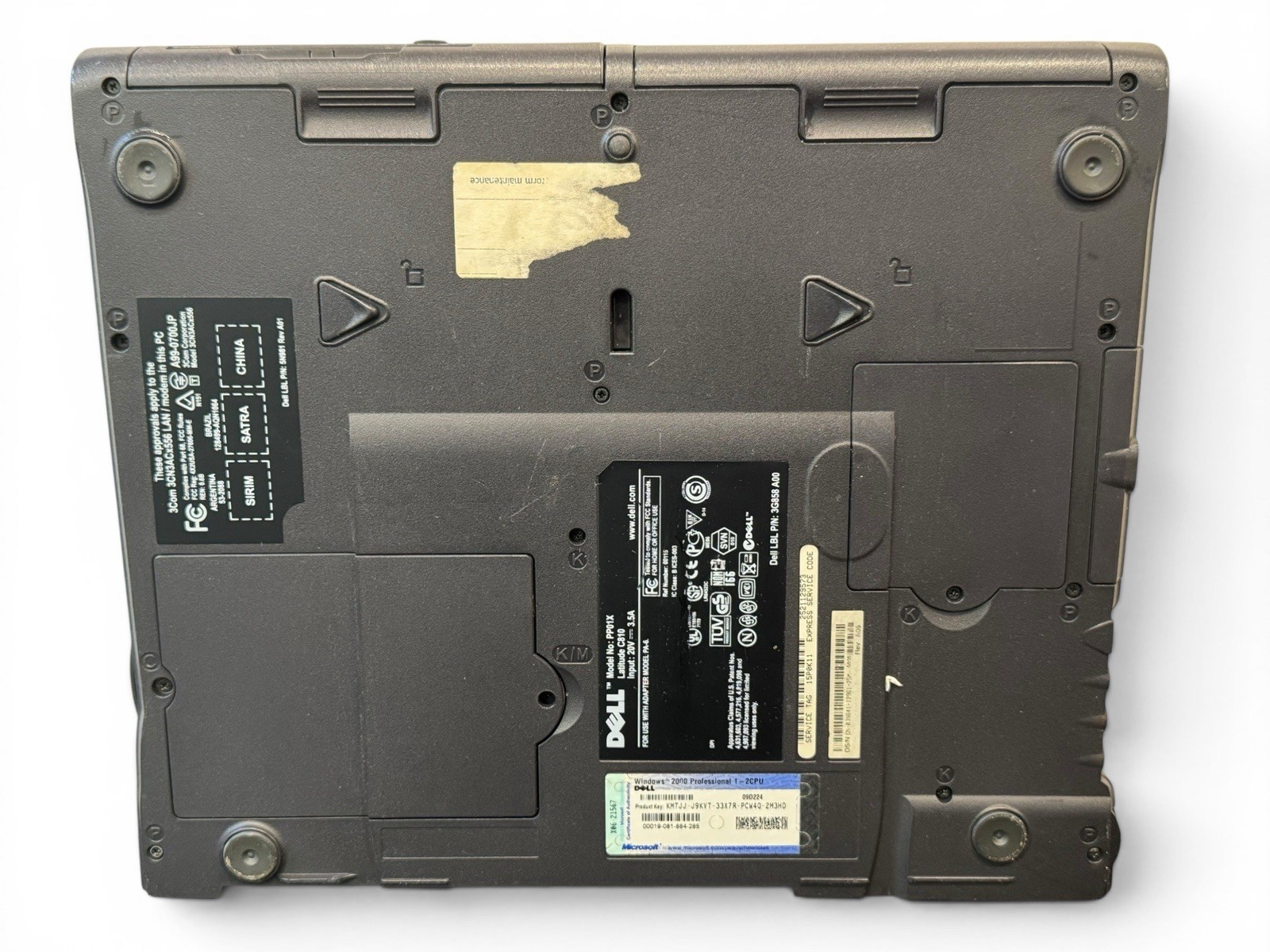 Vintage Dell Latitude C810 PP01X Laptop Pentium III 1.13GHz/256MB/CD/NO HD/Cord