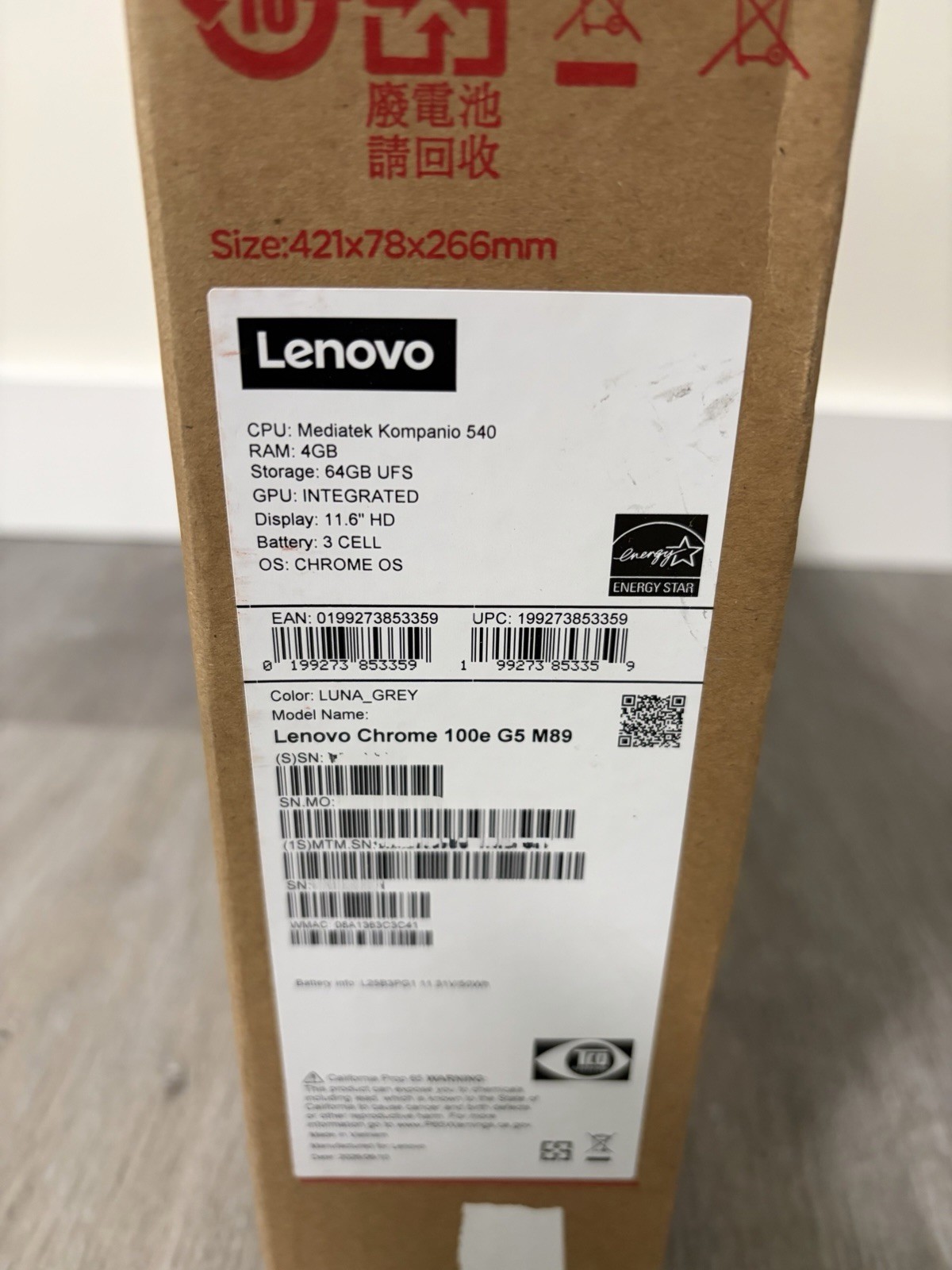 Lenovo Chromebook 100e Gen 5 M89 83T60006US 11.6″ HD MediaTek 4GB 64GB
