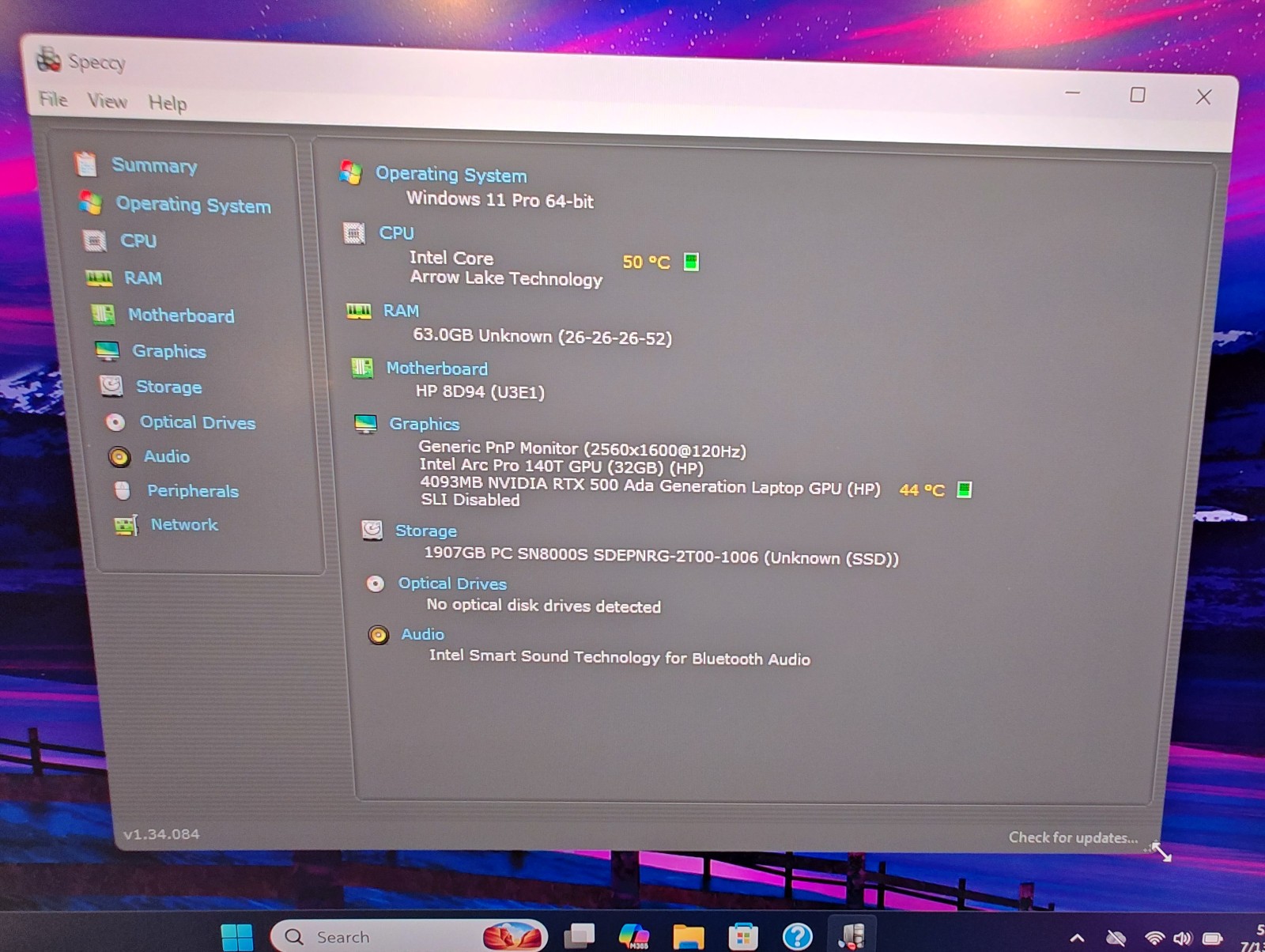 HP ZBook 8 G1i 14 (WQXGA) — Ultra 7 265H / 64GB RAM / 2TB SSD / RTX 500 Ada