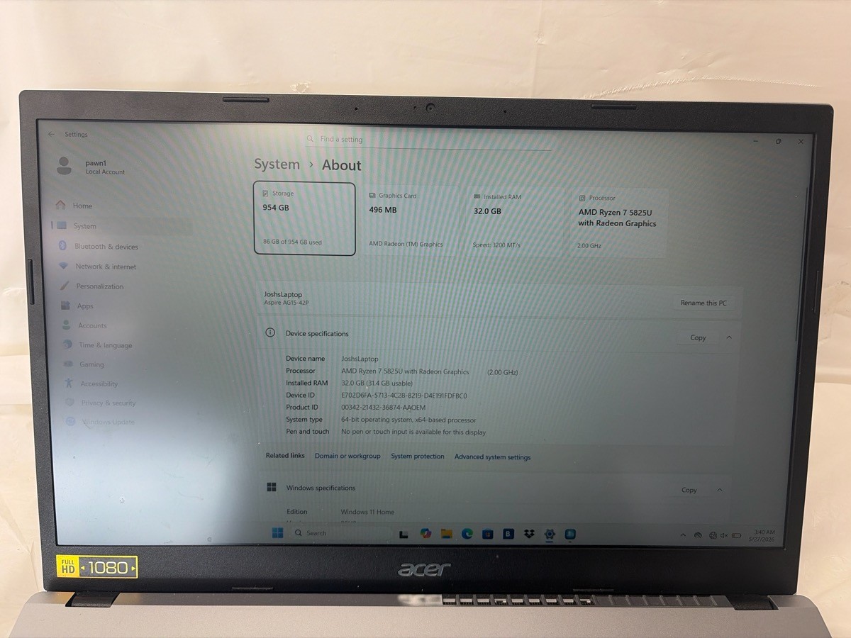PREOWNED ACER ASPIRE GO 15 PRE-OWNED (P23017033)