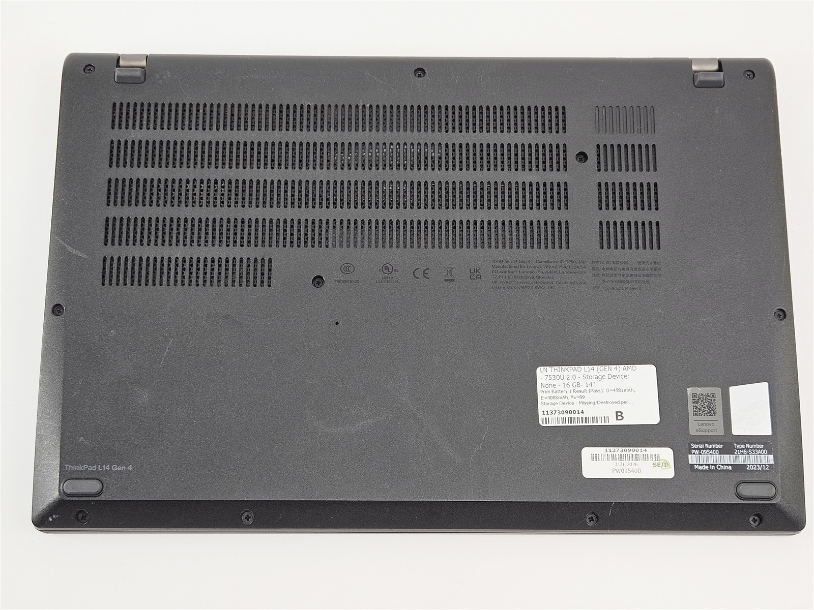 Lenovo ThinkPad L14 Gen 4 14″ AMD Ryzen 5 Pro 7530U 16GB RAM No Storage FHD