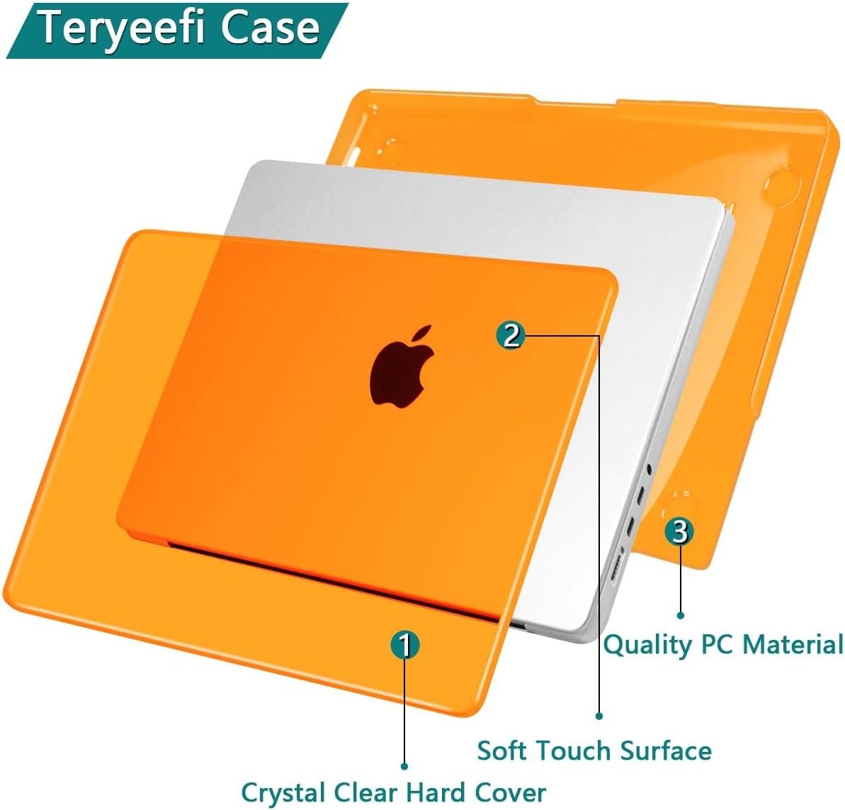 14 Inch M5 MacBook Pro Case for 2021-2025 Models A2992 A2918 A2779, Orange