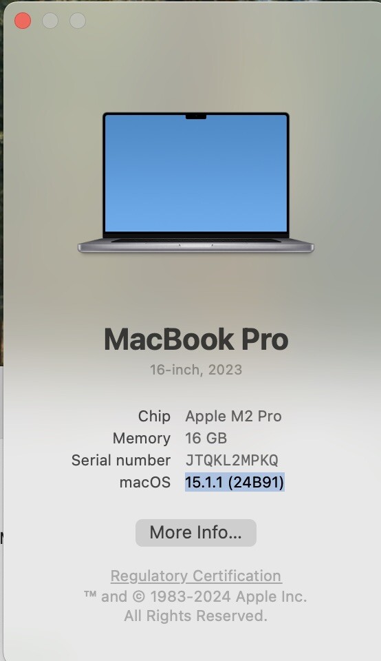 MacBook Pro 2023 M2 16 Inches 512 GB